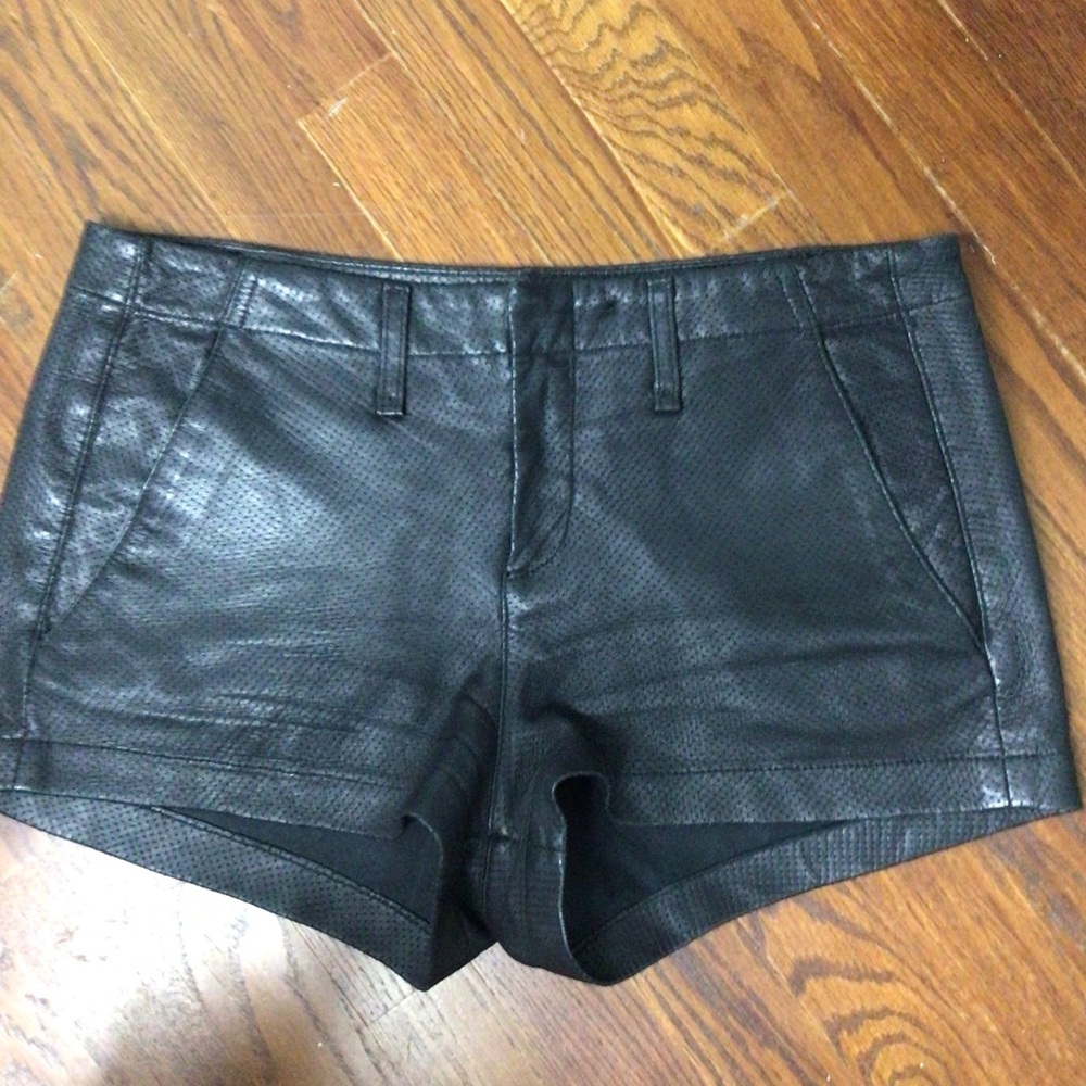 Rag & Bone 100% black leather shorts